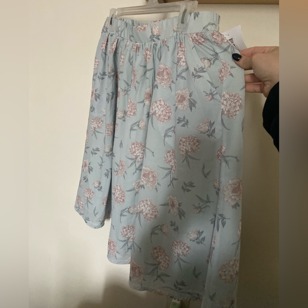 pastel blue floral chiffon skirt - mika rose - Neesees dresses